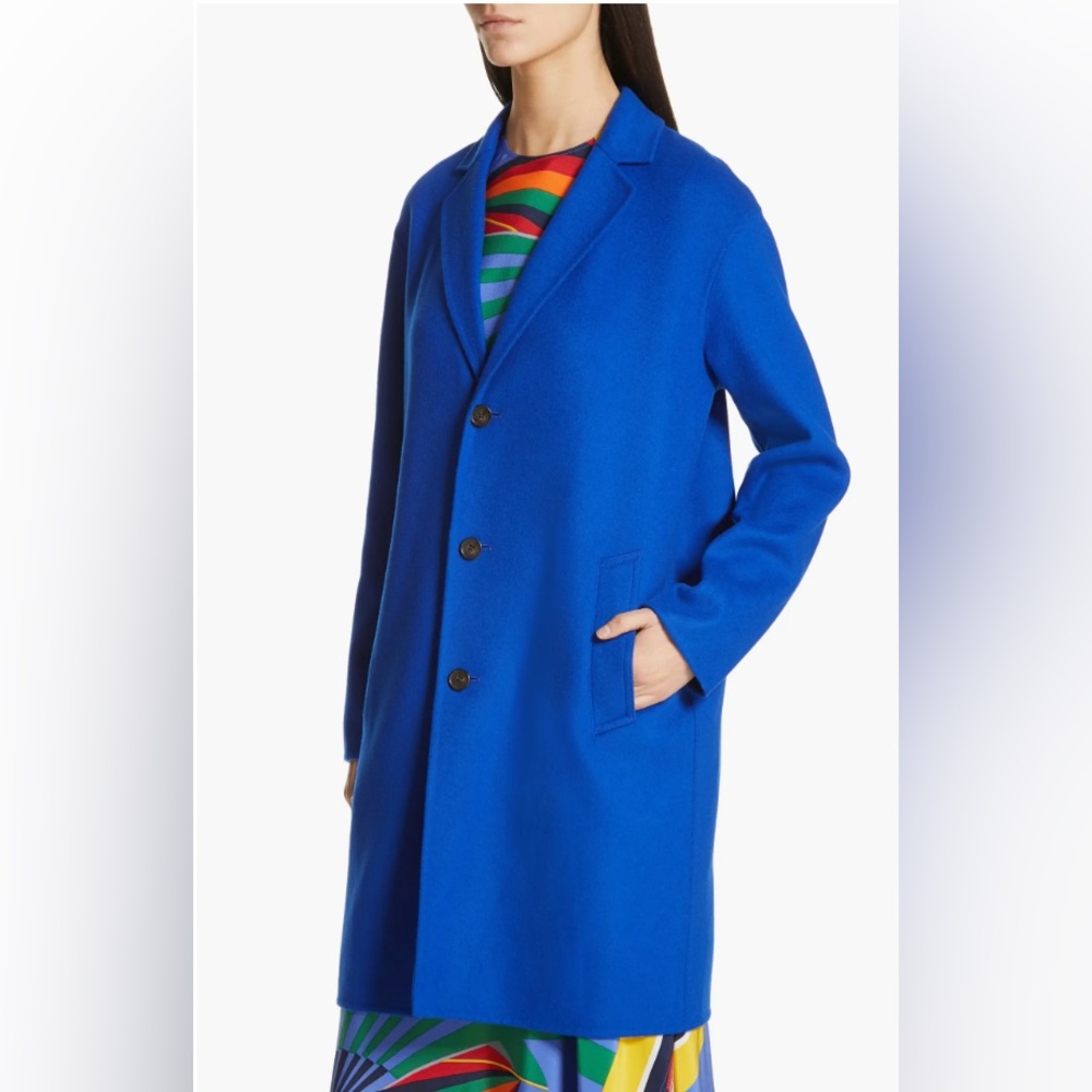 Polo Ralph Lauren Double Face Wool Blend Coat Blue Size Small
